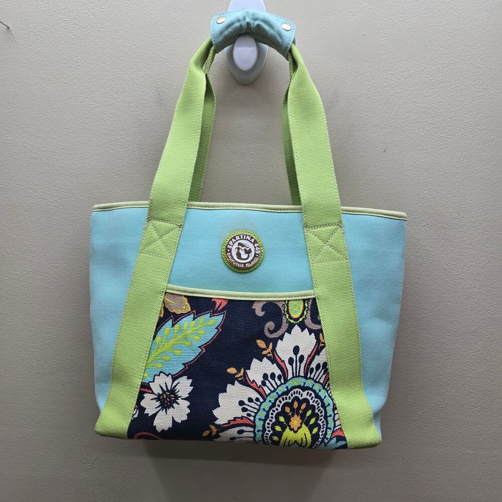 Spartina 449 Daufuskie Island Amelia Tote Bag Handbag Beach Travel Blue Green